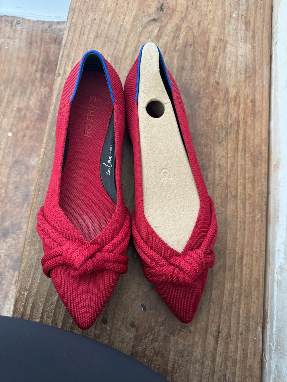 Rothy's Red Pointed-Toe Knot Flats